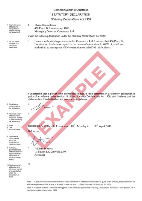 Image result for Statutory Declaration Form Examples