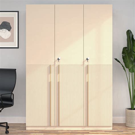 Buy Nilkamal Mirage Engineered Wood 3 Door Wardrobe (Ivory) Online