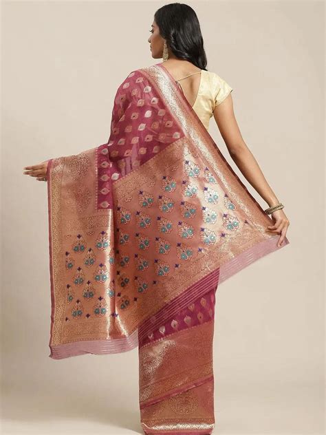 Buy Purple Woven Design Brocade Saree Online at Rs.1218 | Libas