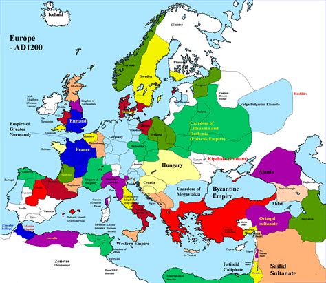 Map of Europe in 1200