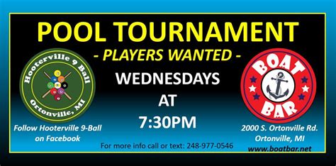 Hooterville 9-Ball Tournament at The Boat Bar every Wednesday , Boat ...