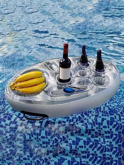 1pc PVC Inflatable Coaster, Solid Color Floating Drink Cup Holder For ...