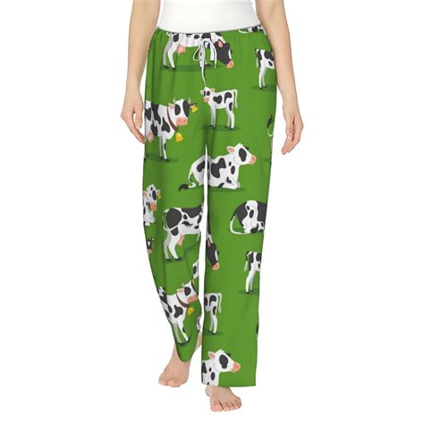 Bingfone Pajamas For Women,Cows With Calfs Green Pajama Pants With ...