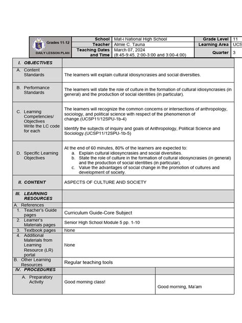 SHS Detailed Lesson Plan 的图像结果