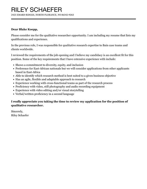 Qualitative Researcher Cover Letter | Velvet Jobs