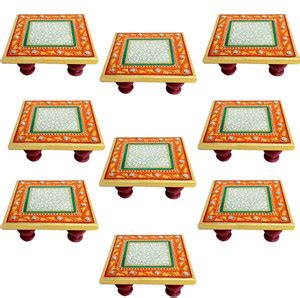 Handicraft Kingdom Pooja Ki Chowki Set For Mata Rani Aasan Approx Size ...