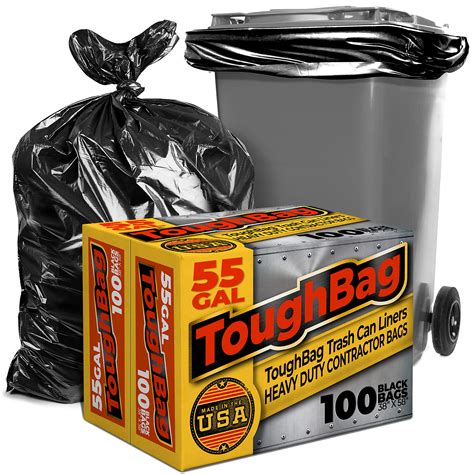 ToughBag 55 Gallon Trash Bags, Large 55-60 Gallon Industrial Trash Bags ...