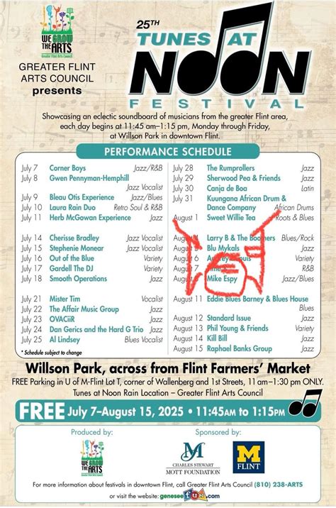 Mike Espy Band Tunes at Noon, Wilson Park, Flint, 8 August 2025 | AllEvents