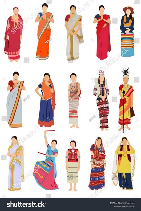 Vector illustration of indian girl representing different states ...