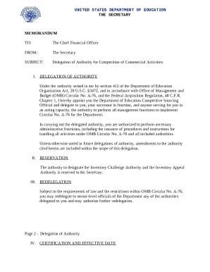 MEMORANDUM. Delegation appointing the Chief Financial Officer the ...