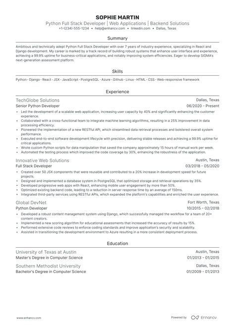 Image result for Python Full-Stack Developer Project Resume