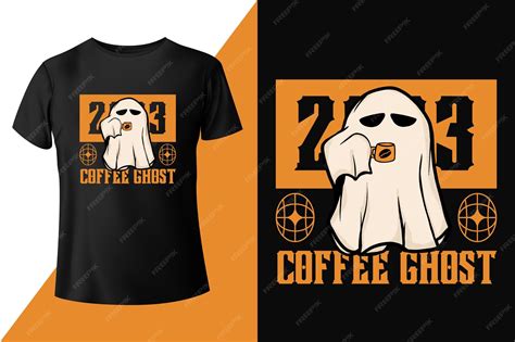 Premium Vector | Vector ghost tshirt design template with tshirt ...