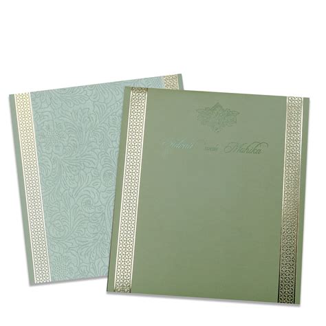 Shop Green Gold Embossed Floral Wedding Card | 4000+ Designs | King of ...