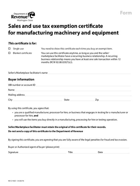 2019 Form WA REV 27 0021 - Blank Fillable Template | Fill Out, Print ...