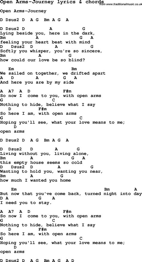 Open Arms Guitar Chords