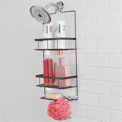 Mainstays Hanging Shower Caddy with 2 Shelves Soap Tray Hooks Oil ...
