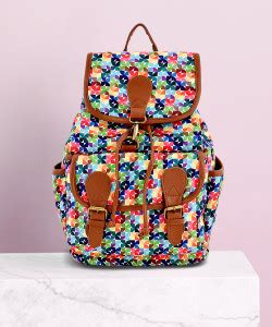 Marissa PRINTED CANVAS MULTI FLORAL BACKPACK BAG FOR GIRLS AND WOMEN 15 ...