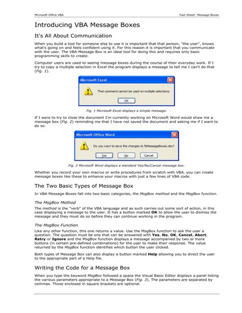 VBA Message Boxes 的图像结果