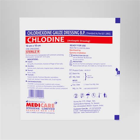Buy MEDICA CHLODINE CHLORHEXIDINE GAUZE DRESSING 10CM X 30CM Online ...