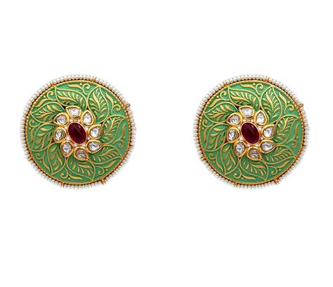 Buy Gemsonclick Design Stud Earrings Gold Plated Pear Oval Ruby Kundan ...