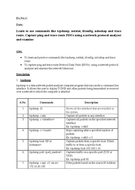 Lab Exercise 1: Network Command Usage and Analysis Techniques - Studocu