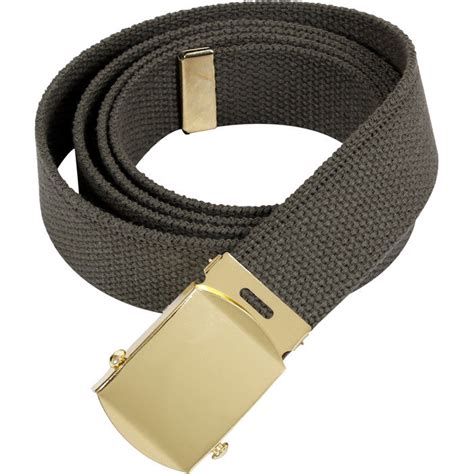 Olive Drab - Military Web Belt with Gold Brass Buckle - Army Navy Store