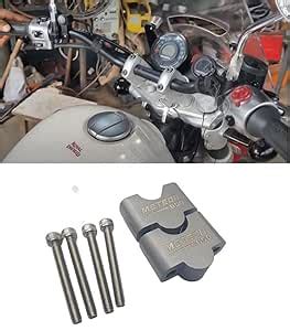 Fits Royal Enfield Handle Bar Riser Hight Clamp Silver Set For Super ...