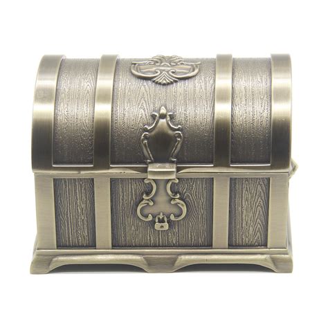 AVESON Rectangle Vintage Metal Treasure Chest Trinket Jewelry Box Gift ...