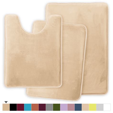 ComfiTime 3 Piece Bathroom Rugs Set - Thick Memory Foam, Non-Slip Bath ...