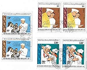 Rare Laos 1989 Jawaharlal Nehru CTO Cancel to Order 3v Pair Stamps ...