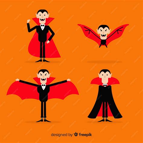 Bunte Halloween-Vampirschartsammlung mit flachem Design | Kostenlose Vektor