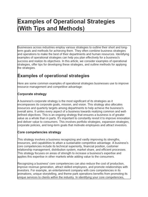 Image result for Operational Strategy Examples