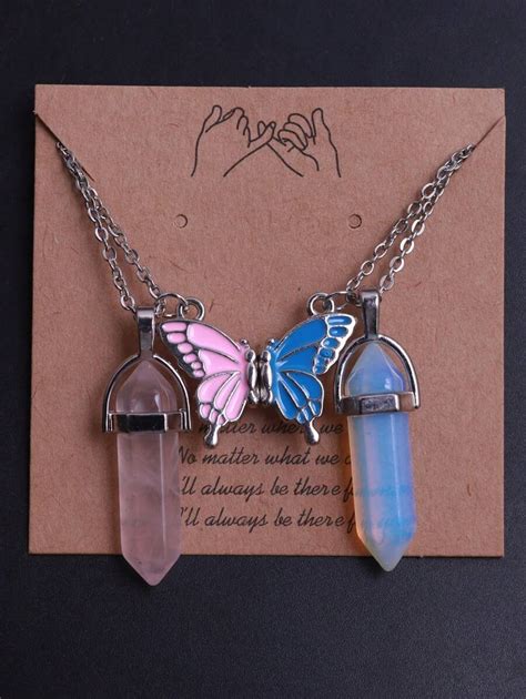 2Pcs/Set Hexagonal Column Natural Stone Rose Quartz Opalite Bullet ...