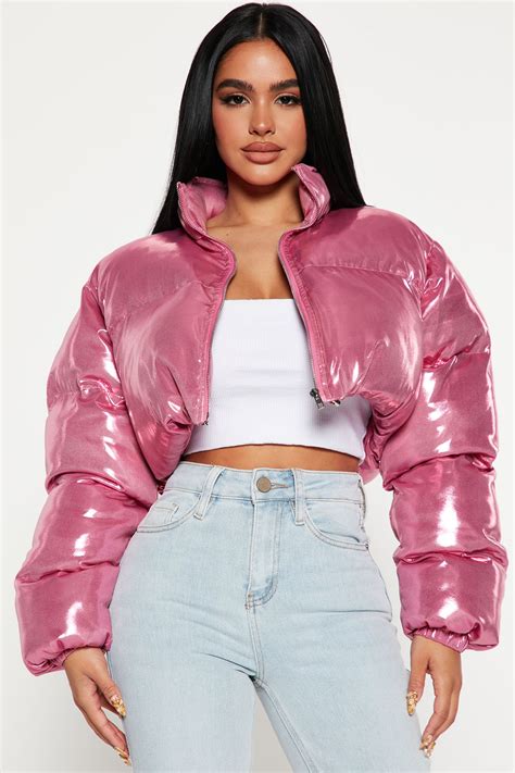 Cause A Scene Cropped Puffer Jacket - Pink | Fashion Nova