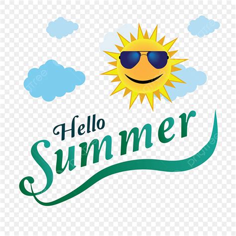 Hello Summer Clipart PNG Images, Hello Summer Graphics With Sun, Summer ...