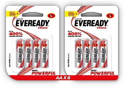 Eveready Ultima Alkaline AA Battery| Pack of 8 | 1.5 Volt | 400% Long ...