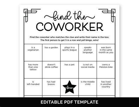 Editable Coworker Bingo Game, Find Someone Who Office Party Game, Employee Mix and Mingle Bingo ...