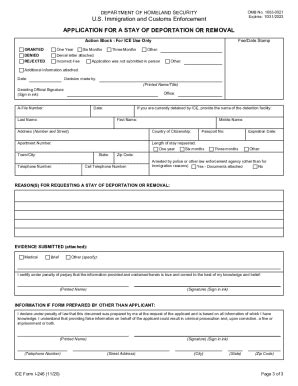 ICE Form I-246 2020-2026 - Fill and Sign Printable Template Online