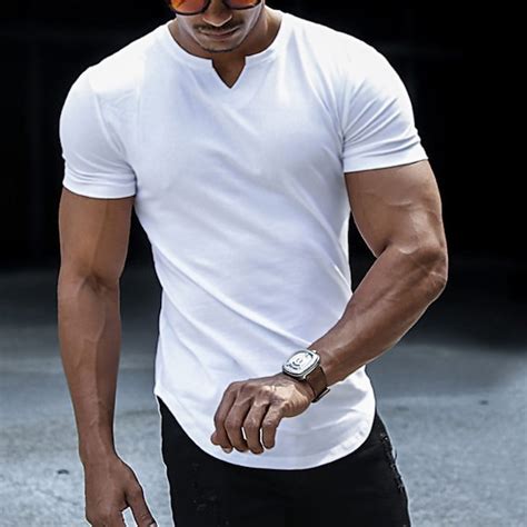 Men's T Shirt Short Sleeve V Neck Summer Plain Fashion Classic ...