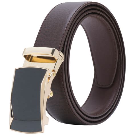 Labnoft Men's Stylish Auto-Lock Pu Leather Belt Without Holes, Brown