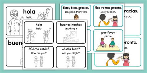 Greeting Flash Cards English/Spanish (teacher made)