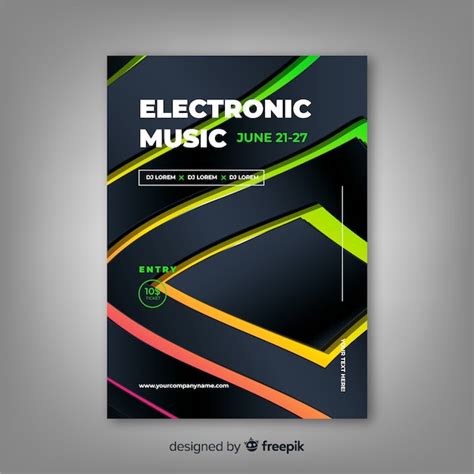 Template electronic music abstract poster | Free Vector