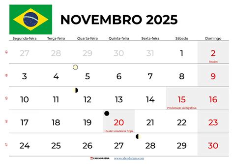 Calendário Novembro 2025 Brasil