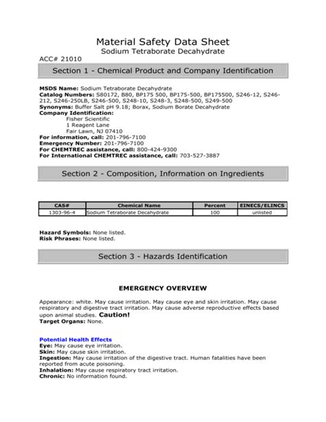 Safety Data Sheet Of Sodium Chloride at Mandy Raymond blog