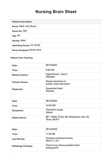Nursing Brain Sheets & Example | Free PDF Download