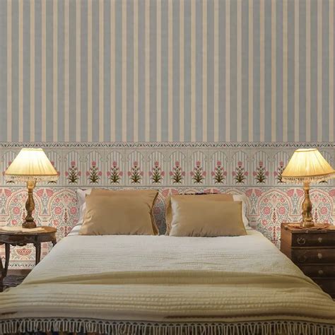 Kusum: Indian Floral Jharokha and Stripes Design Wallpaper | Life n Colors