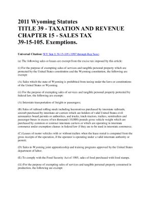 Fillable Online Wyoming State Tax Exemption Certificate Fax Email Print ...
