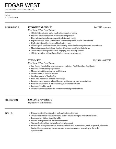 What Is The Job Description Of A Food Runner at Mercedes Jackson blog