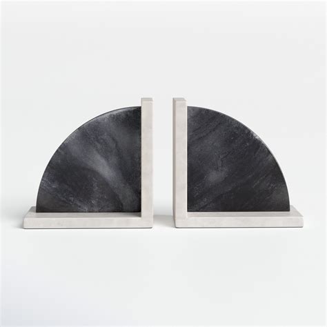 AllModern Modern Neutral Set of 2 Black and White Marble Rounded ...