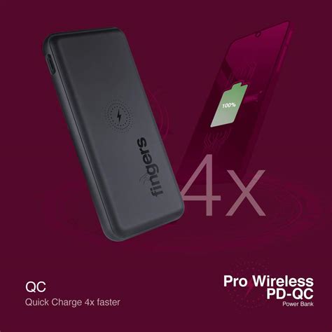 FINGERS Pro Wireless PD-QC Power Bank [10,000 mAh Li-Polymer Power Del